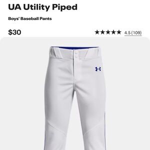 Under Armour Boys' White and Blue Baseball Pants